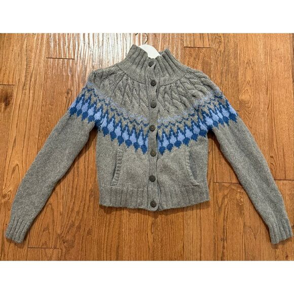 L.L. Bean Signature merino wool fairisle cardigan sweater xxs - Picture 2 of 9